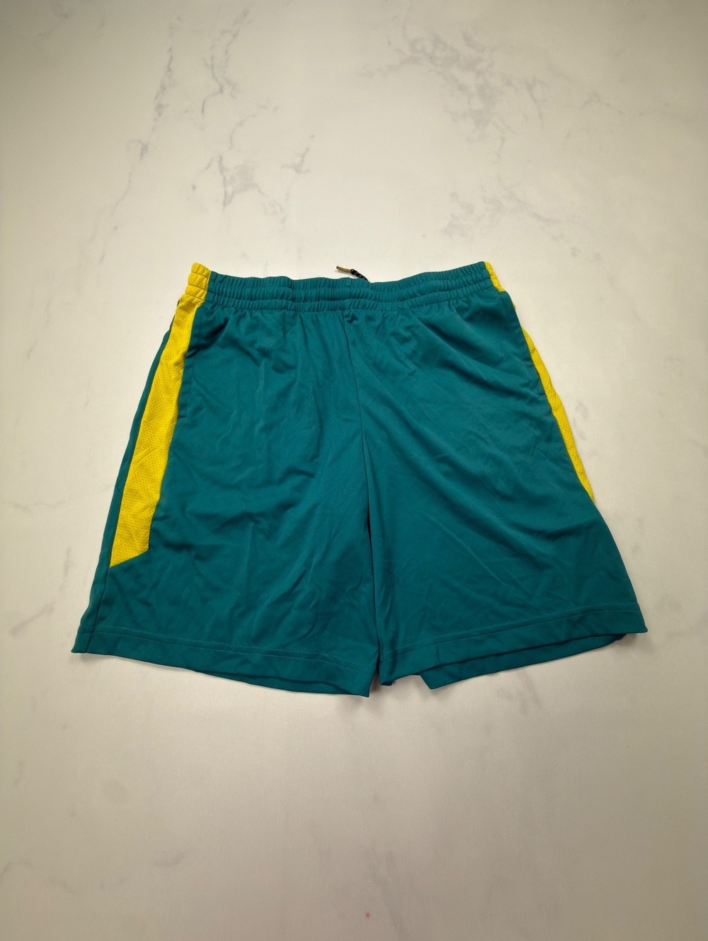 Tek Gear Athletic Shorts Turquoise Yellow 2000s Sporty - Boys XL Husky